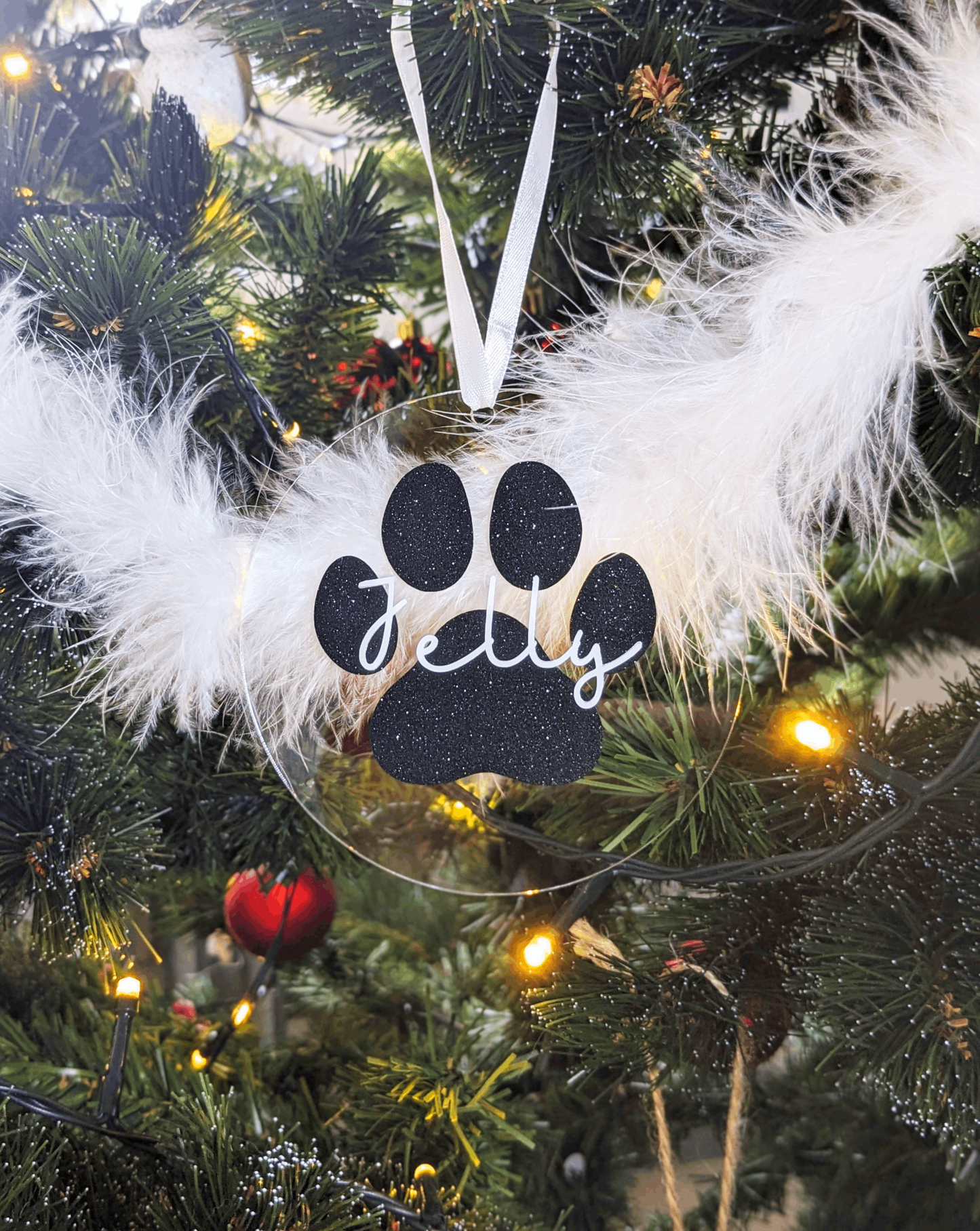 Boule de noël personnalisable transparente en acrylique, animaux de compagnie