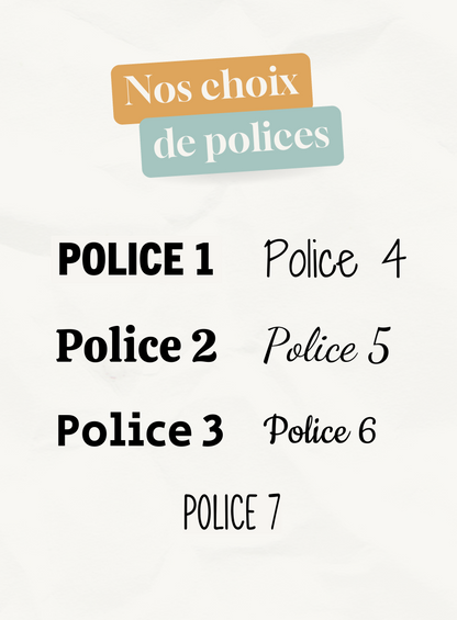 Choix polices d'écriture étiquette personnalisée